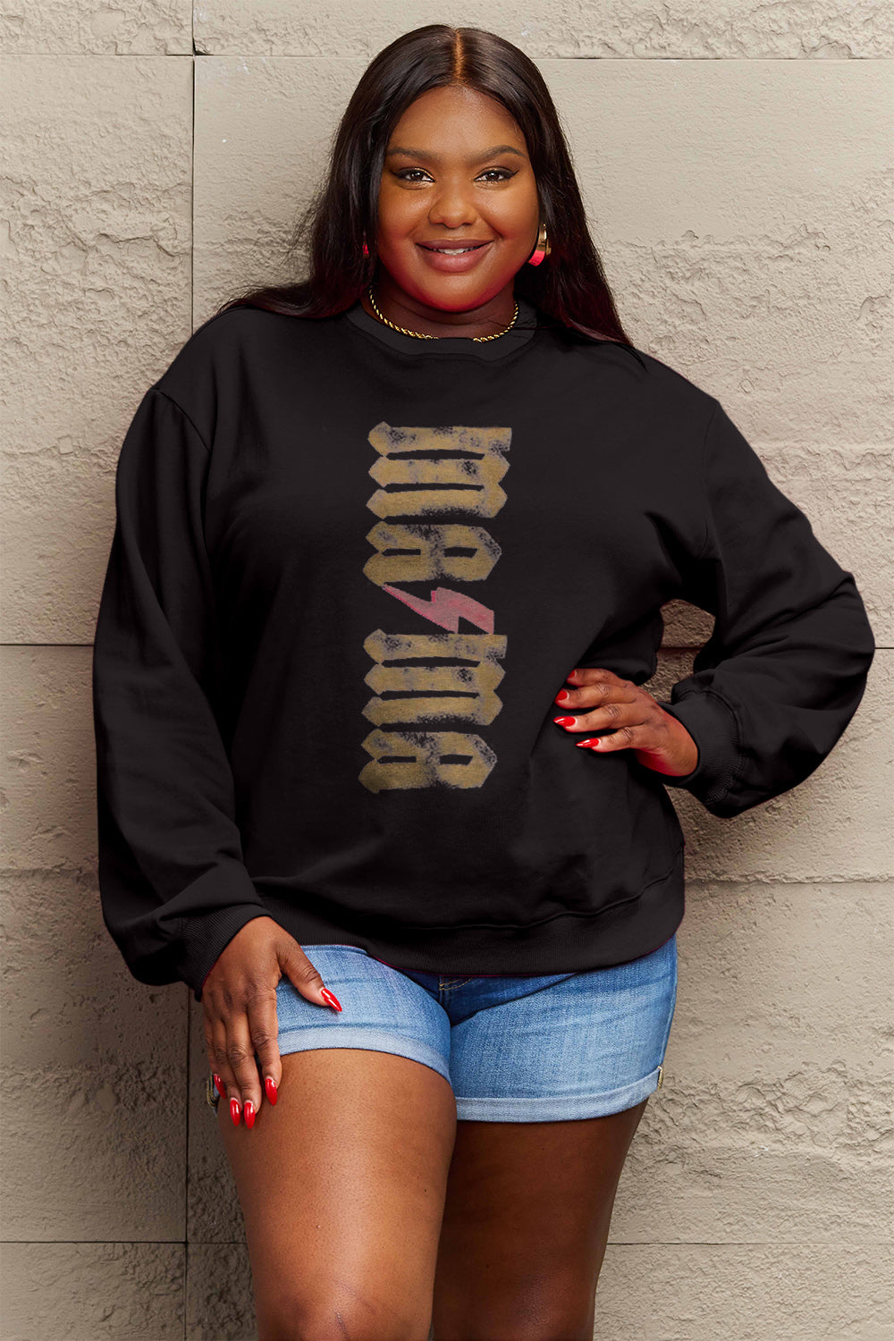 Simply Love Full Size MAMA Round Neck Sweatshirt 