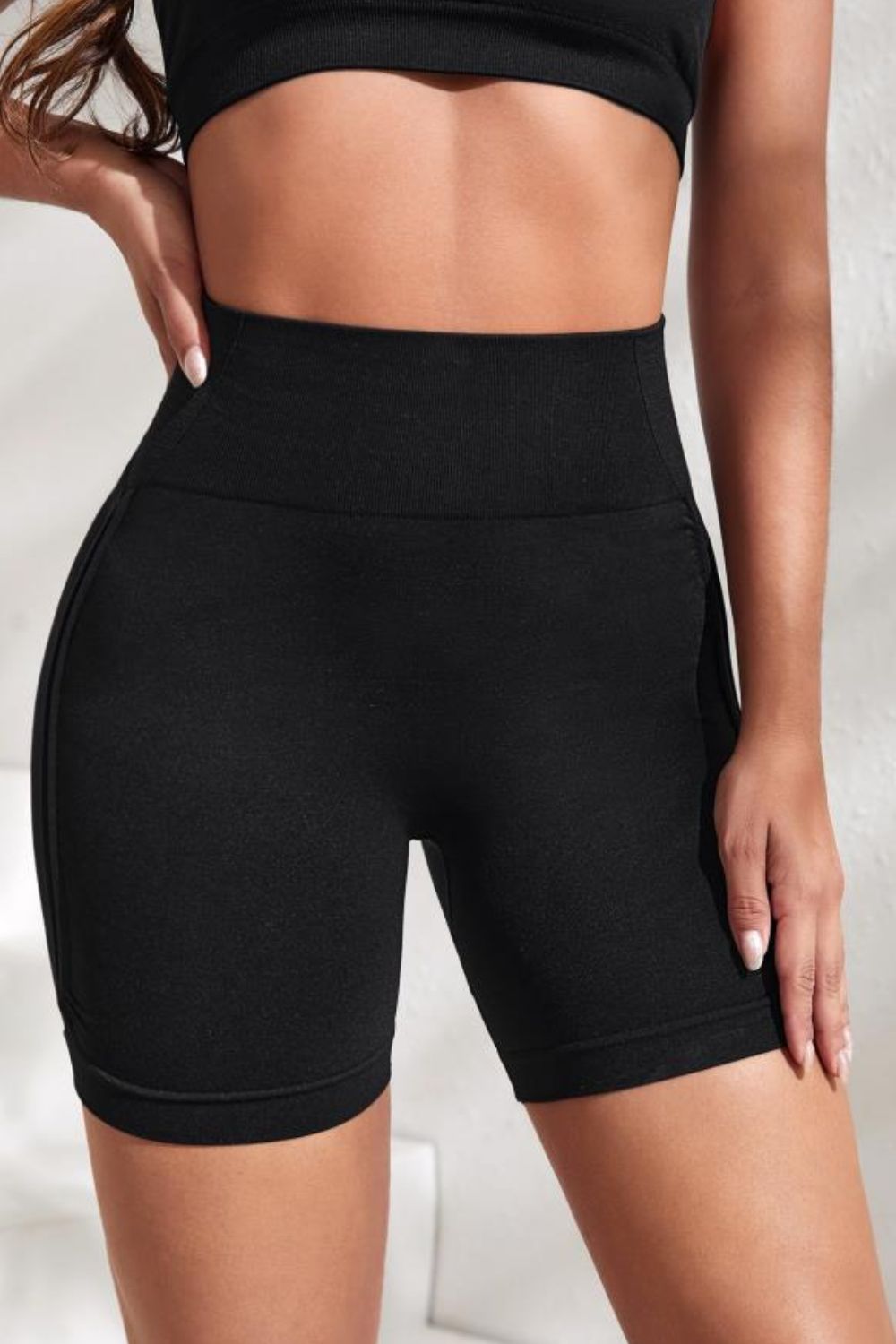 Slim Fit High Waistband Active Shorts 