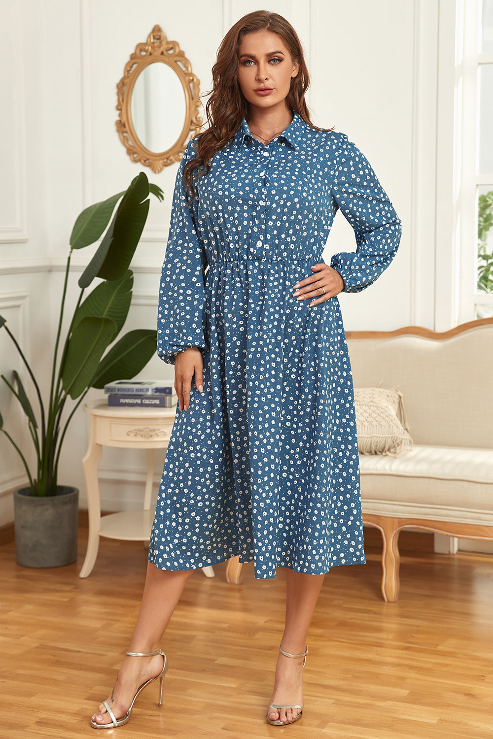 Plus Size Long Sleeve Shirt Dress 