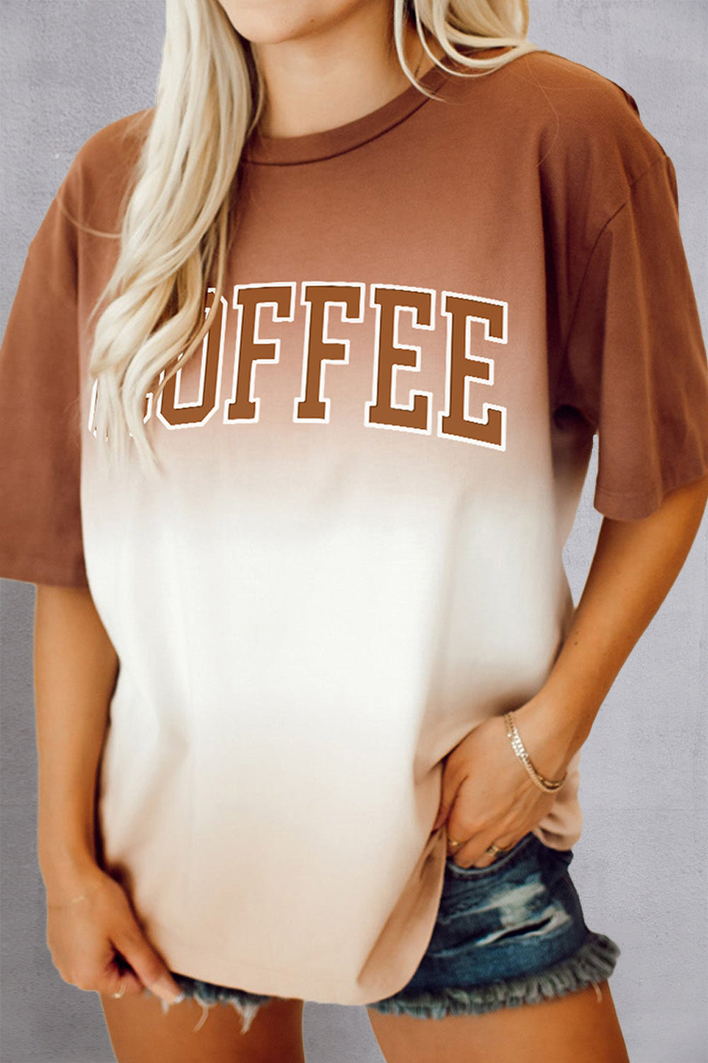 COFFEE Round Neck Short Sleeve T-Shirt 