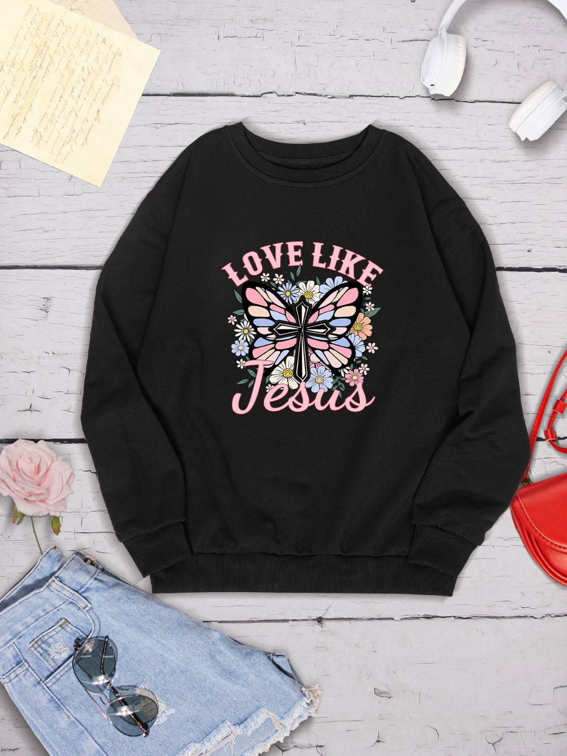 LOVE LIKE JESUS Round Neck Sweatshirt 