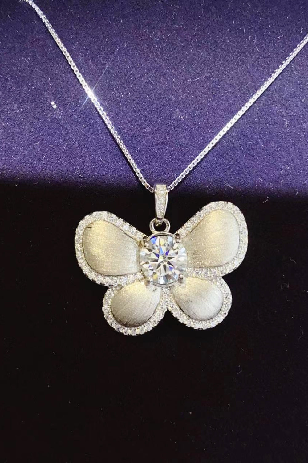 1 Carat Moissanite Butterfly Pendant Necklace 