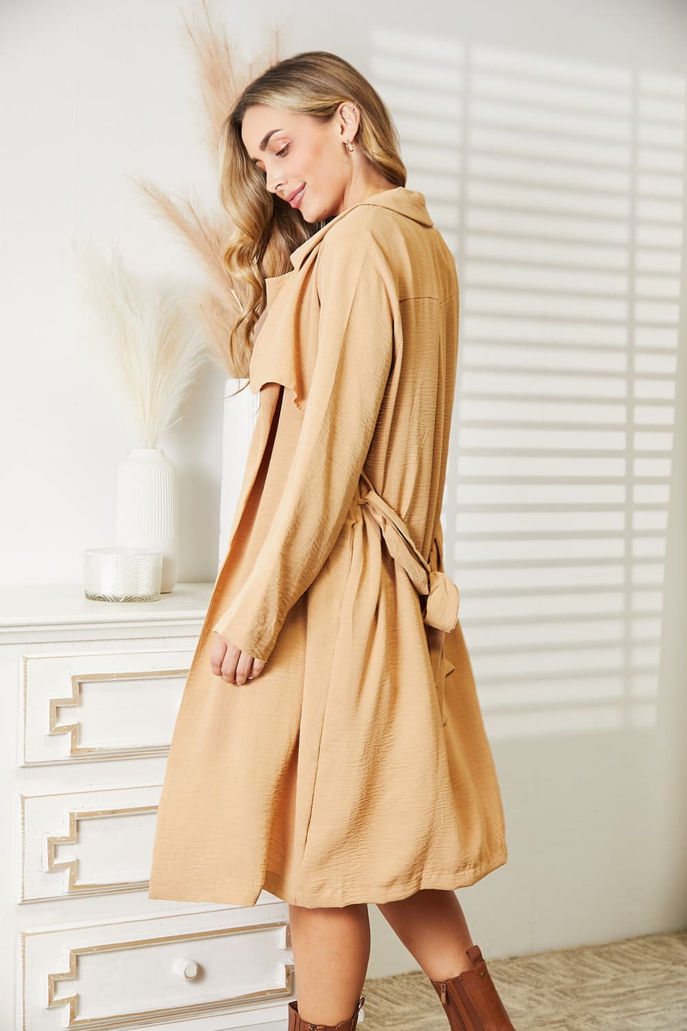 Culture Code Full Size Tied Trench Coat with Pockets 