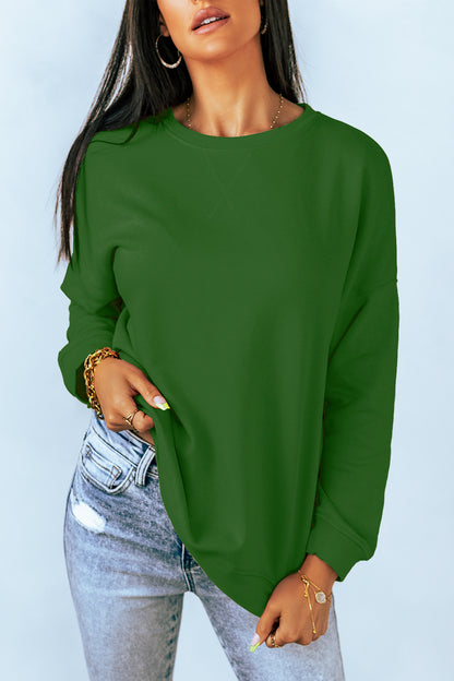 Round Neck Dropped Shoulder Sweatshirt 