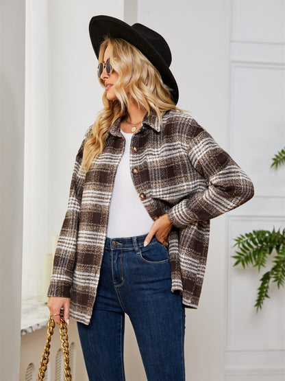 Plaid Collared Shirt Jacket 