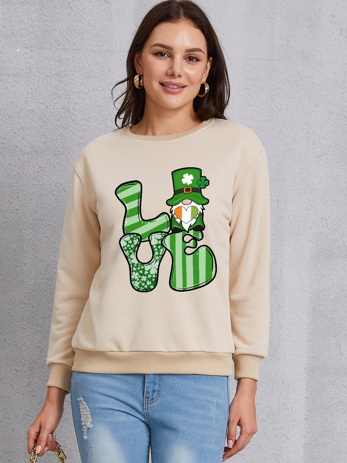 LOVE Round Neck Dropped Shoulder Sweatshirt 