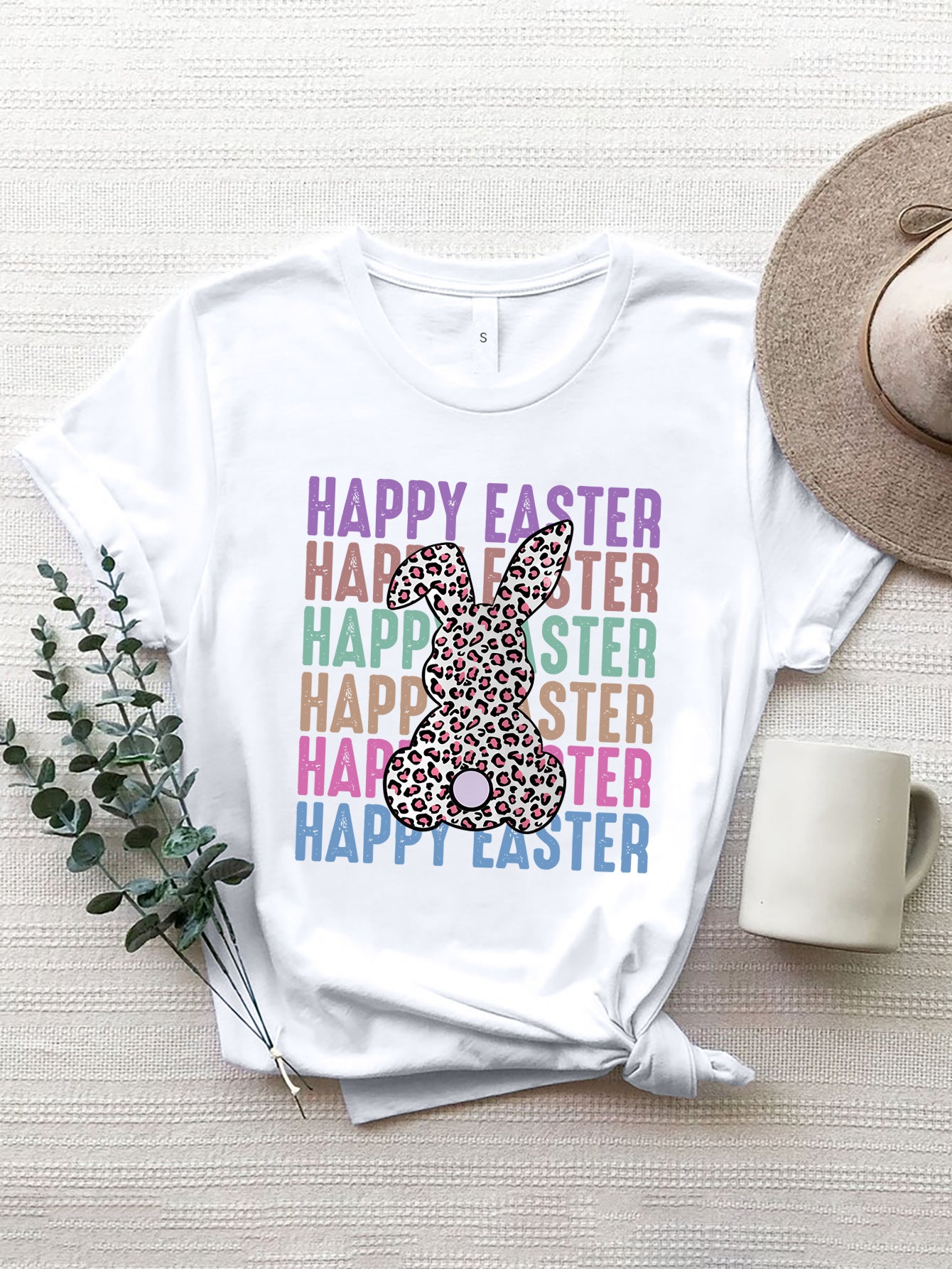 HAPPY EASTER Round Neck Short Sleeve T-Shirt 