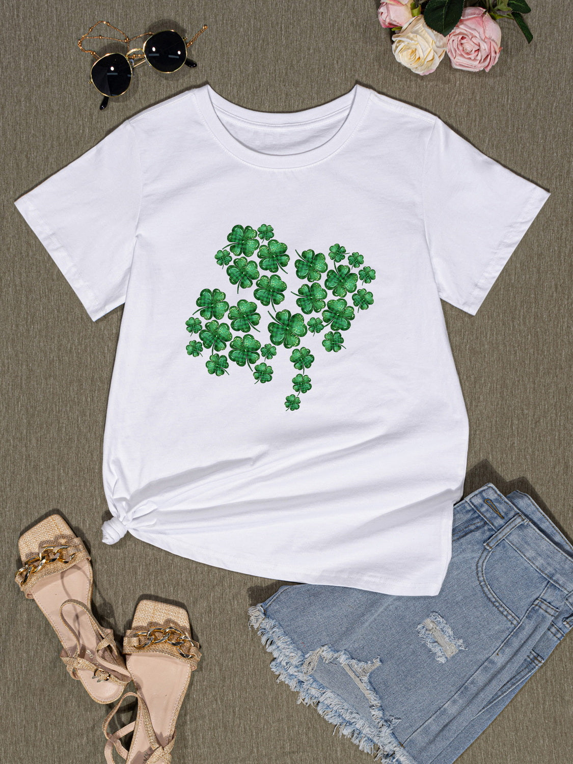 Lucky Clover Round Neck T-Shirt 