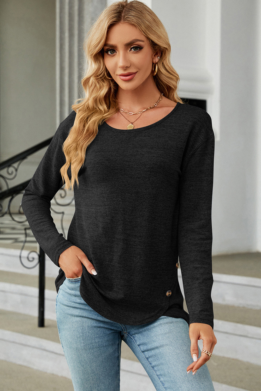 Round Neck Long Sleeve T-Shirt 