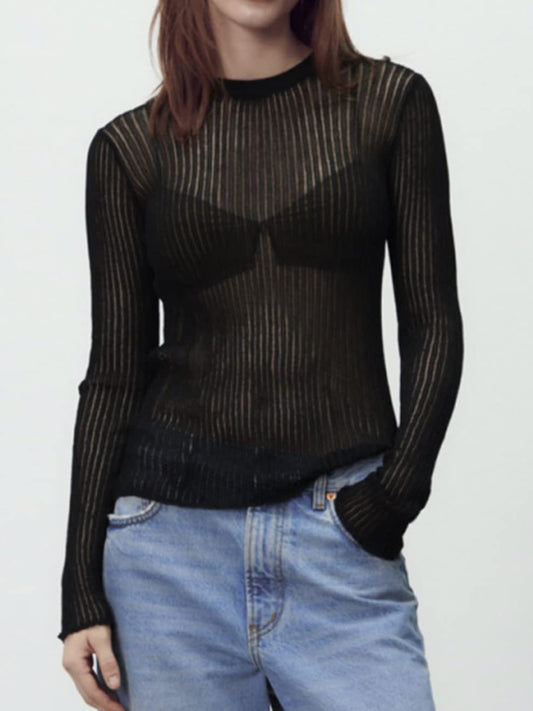 Round Neck Ribbed Knit Top 