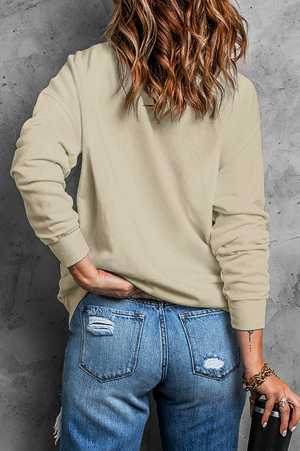 Graphic Round Neck Dropped Shoulder Sweatshirt 