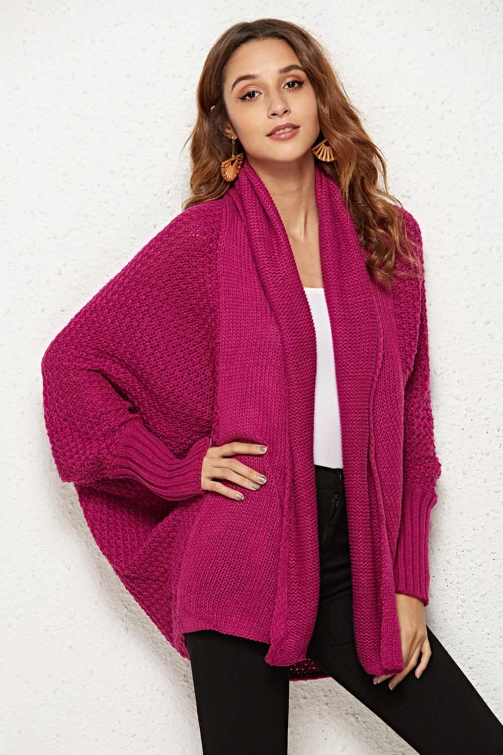 Open Front Batwing Sleeve Cardigan 