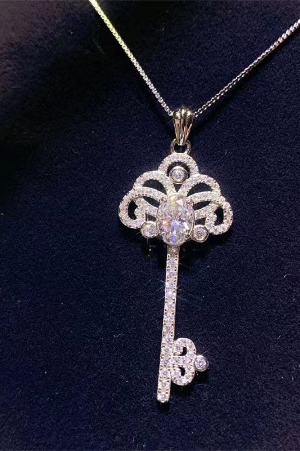 1 Carat Moissanite Key Pendant Necklace 