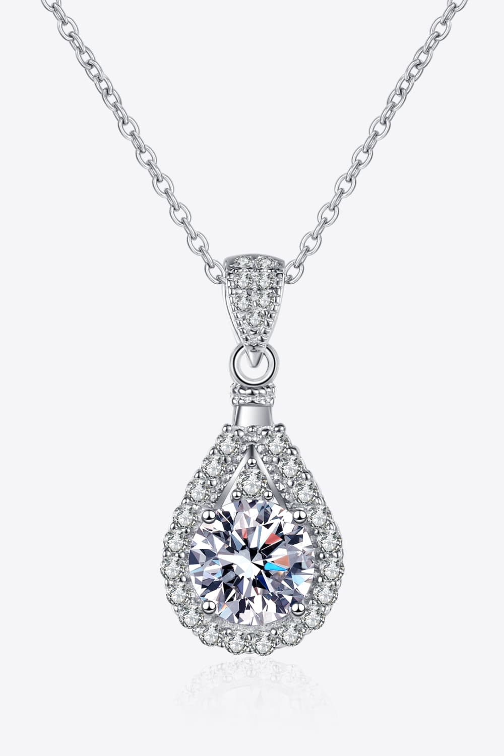 2 Carat Moissanite Teardrop Pendant 925 Sterling Silver Necklace 