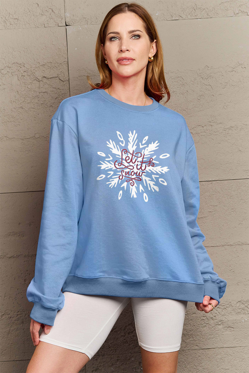 Simply Love Full Size LET IT SNOW Long Sleeve Sweatshirt 