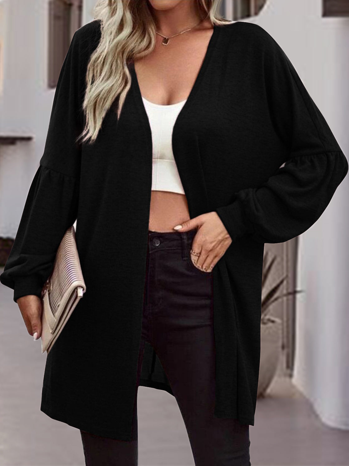 Open Front Long Sleeve Cardigan 