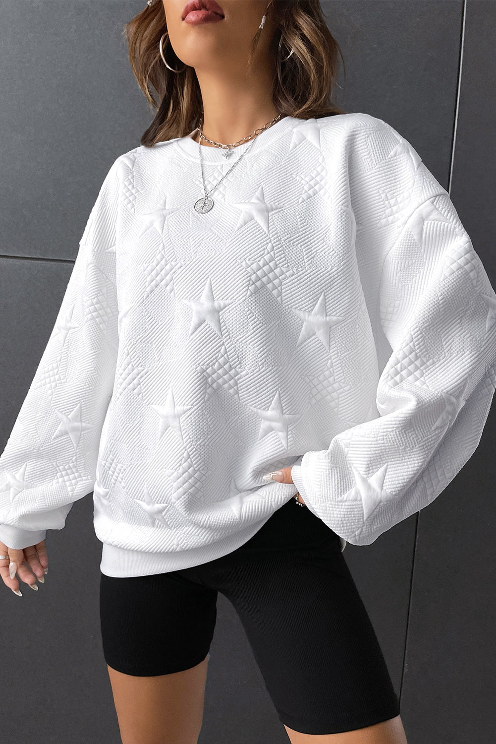 Star Lantern Sleeve Dropped Shoulder Sweatshirt 