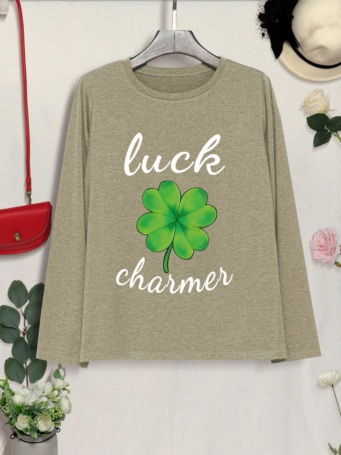 LUCK CHARMER Lucky Clover Round Neck T-Shirt 