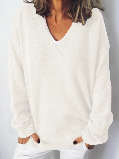 V-Neck Dropped Shoulder Sweater 