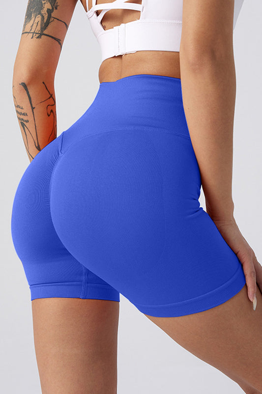 High Waist Wide Waistband Active Shorts - Babbazon