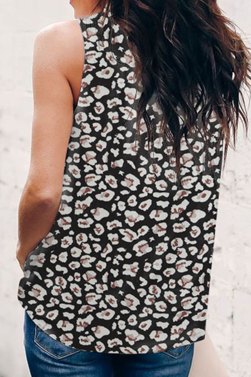 Frill Printed Round Neck Tank 