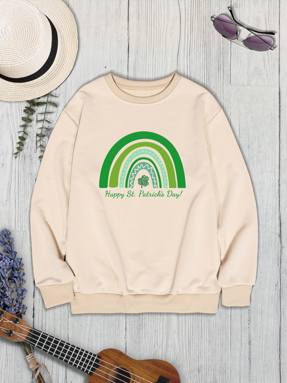 HAPPY ST. PATRICK'S DAY Round Neck Sweatshirt 