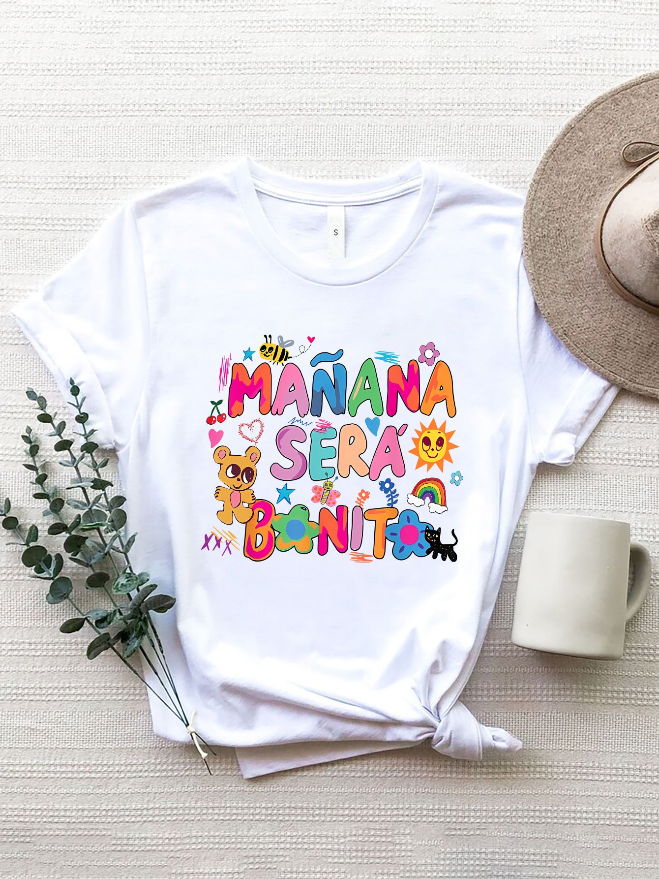 Letter Graphic Round Neck Short Sleeve T-Shirt 