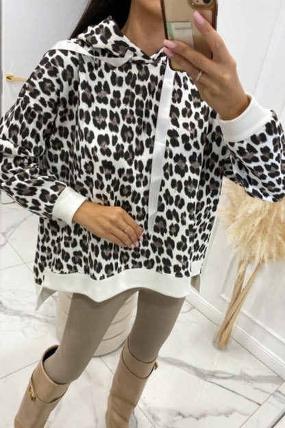 Leopard Dropped Shoulder Hoodie 