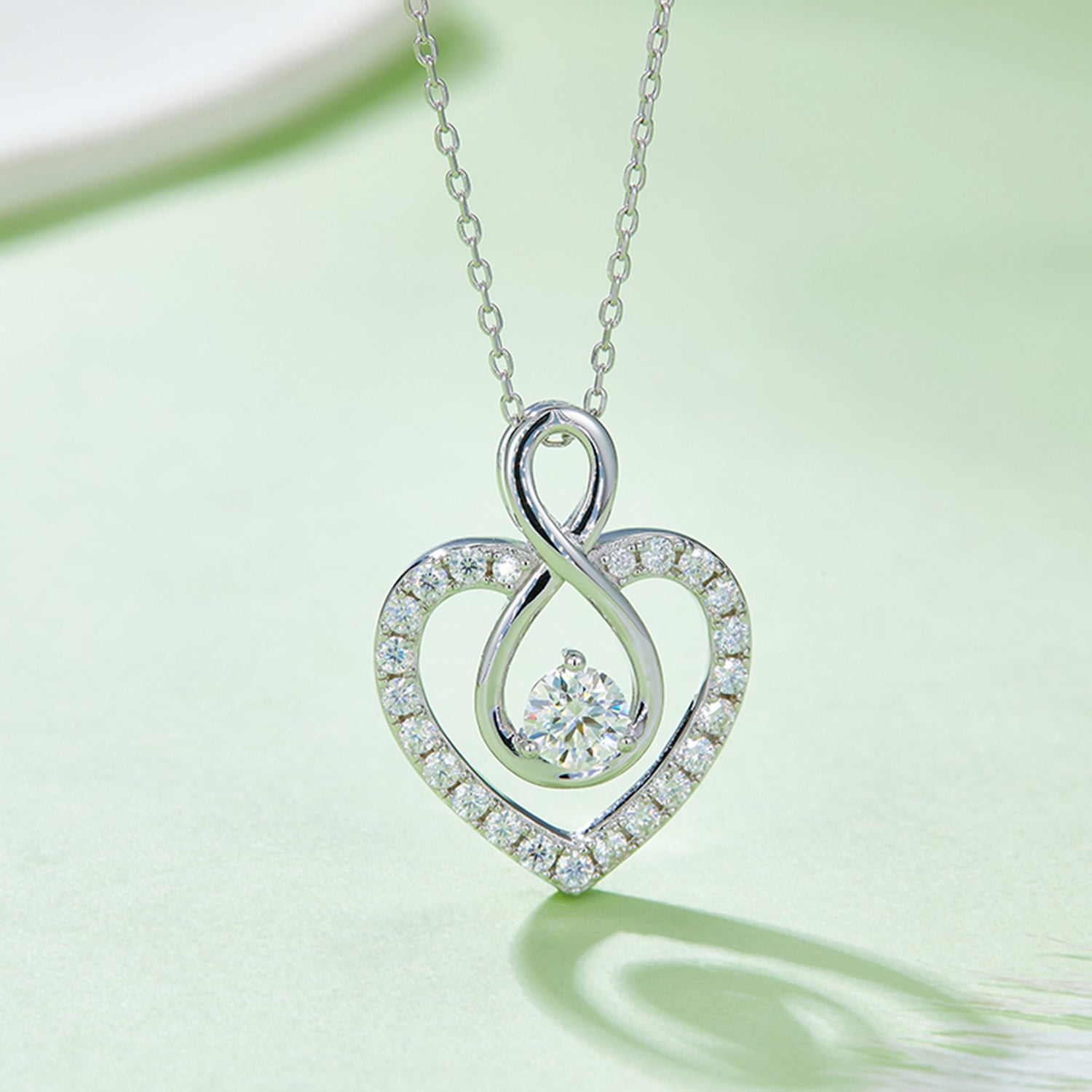 1 Carat Moissanite 925 Sterling Silver Heart Shape Necklace 