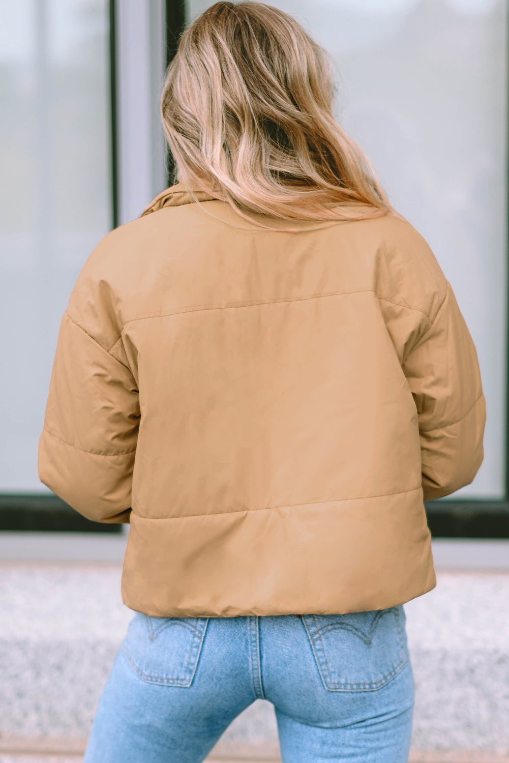 Zip Up Collared Neck Coat with Pockets 