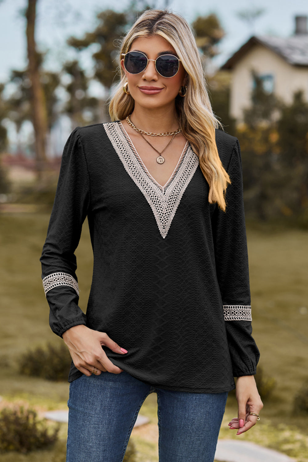 V-Neck Long Sleeve T-Shirt 