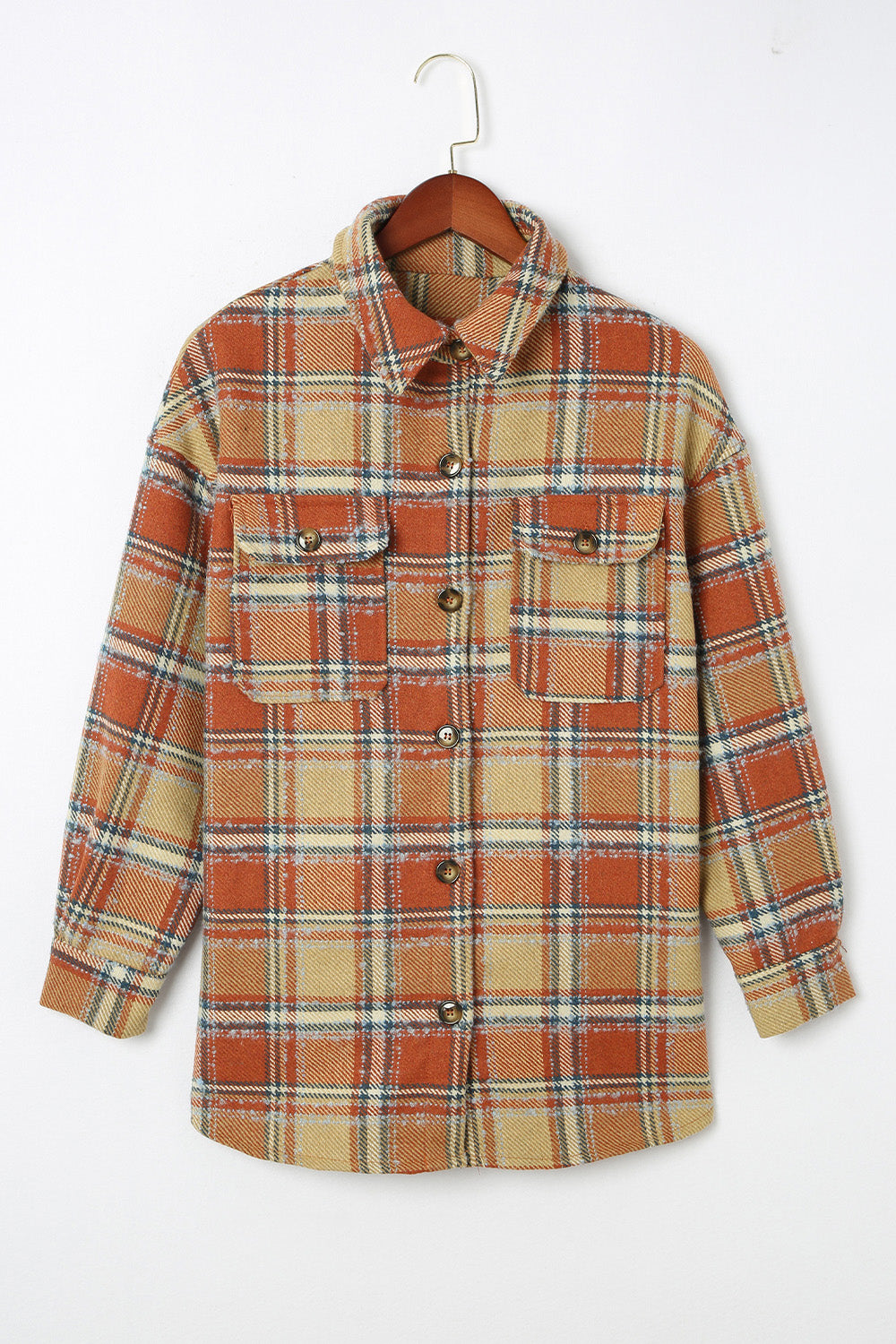 Plaid Dropped Shoulder Shirt Jacket 