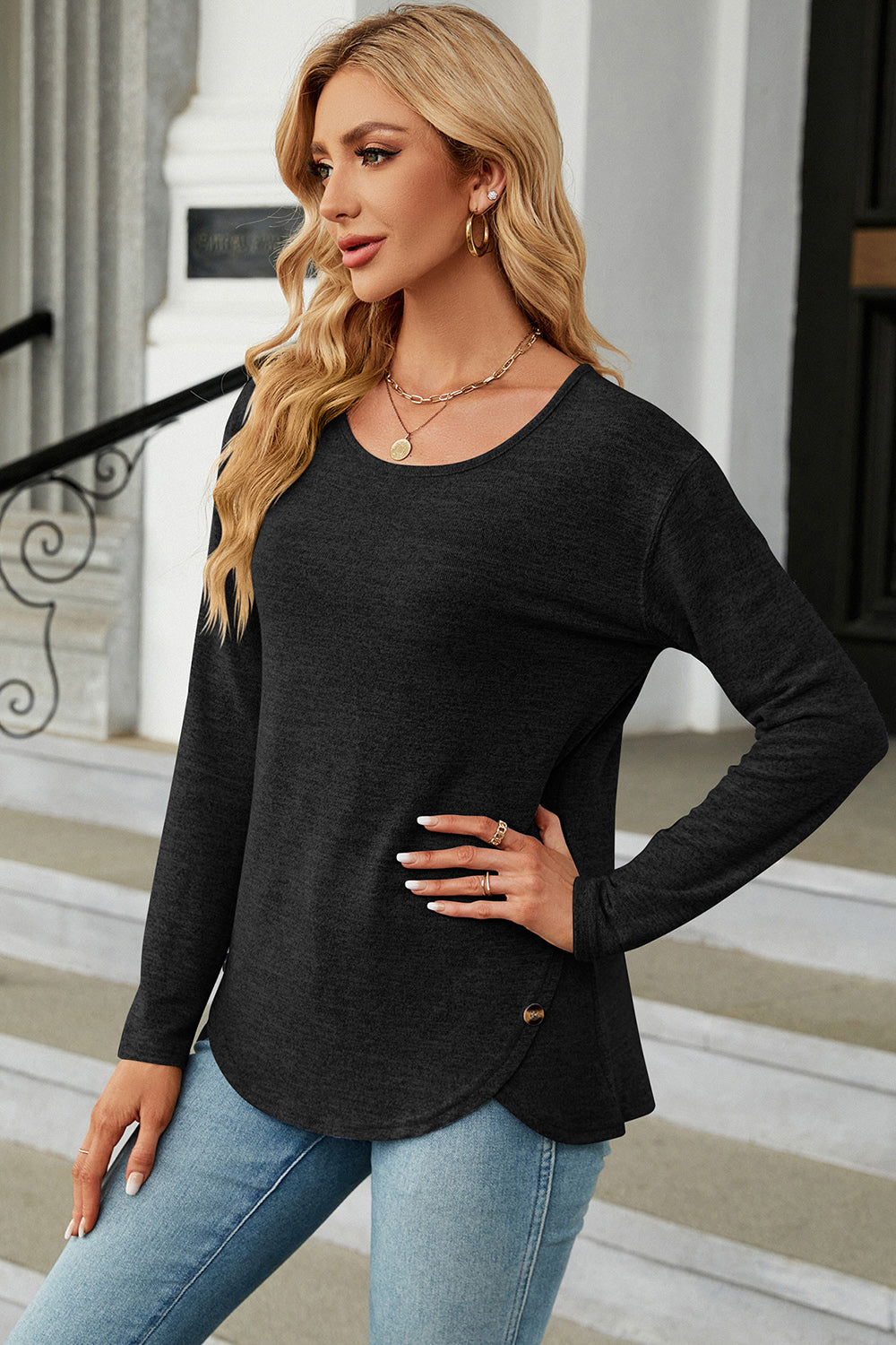 Round Neck Long Sleeve T-Shirt 