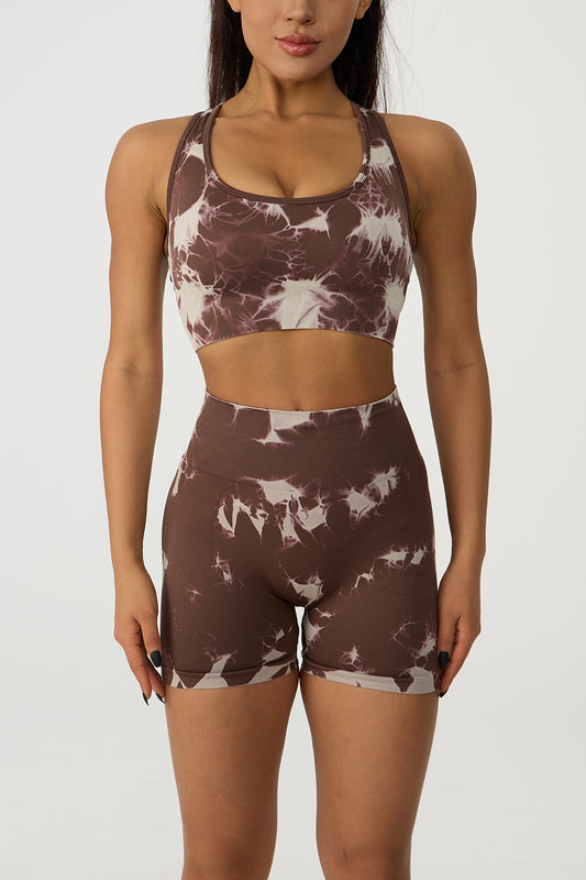 Crisscross Printed Tank and Shorts Active Set 