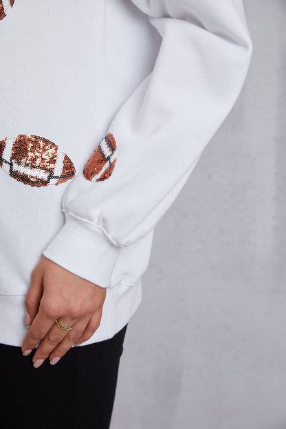 Football Sequin Patch Long Sleeve Sweatshirt 