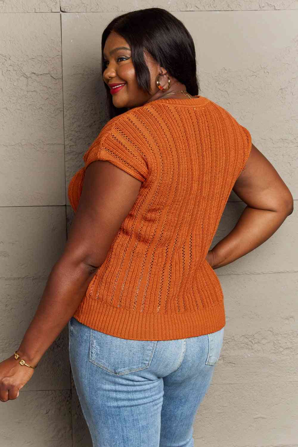 Sew In Love Full Size Preppy Casual Knit Sweater Vest 