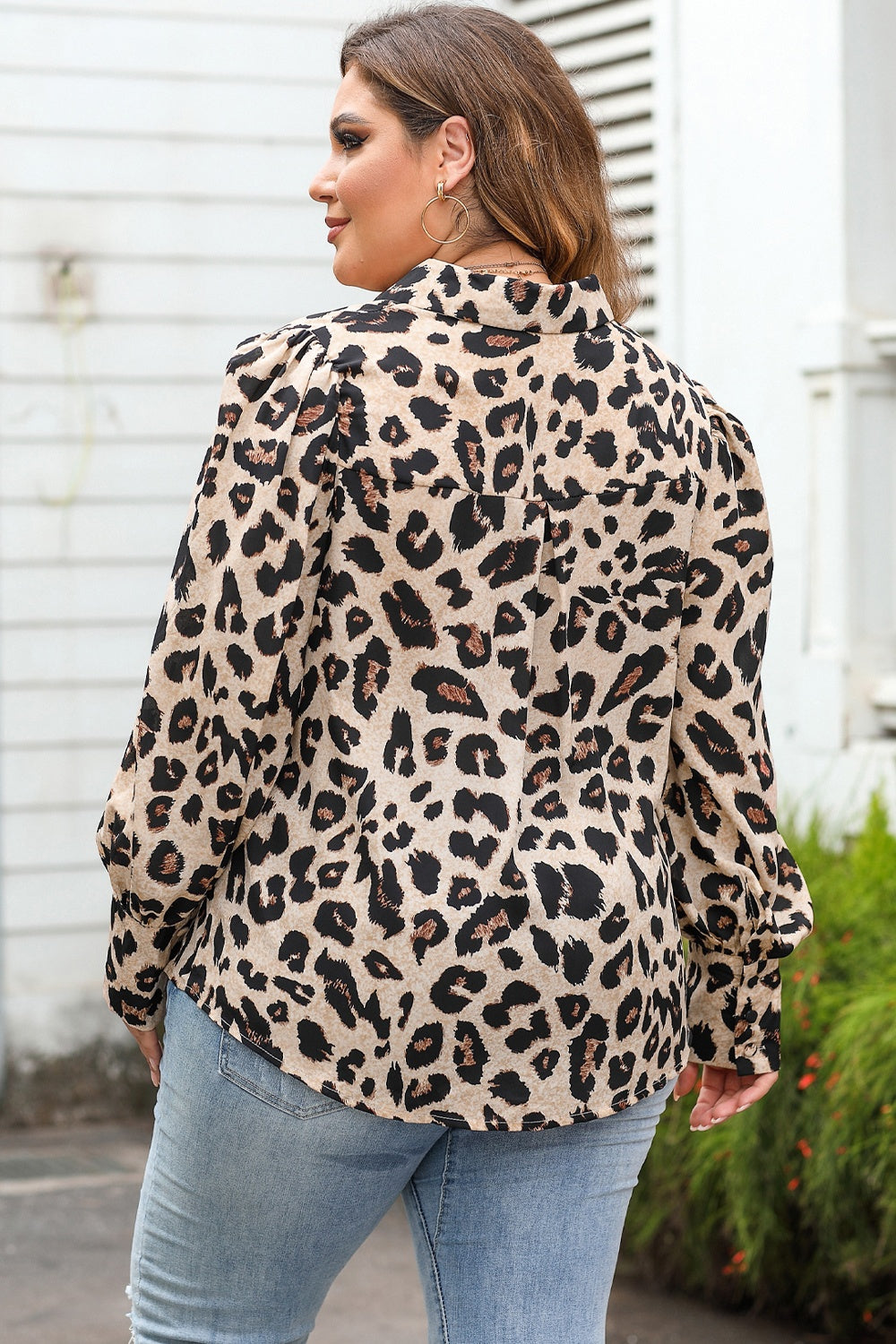 Plus Size Printed Long Sleeve Shirt 