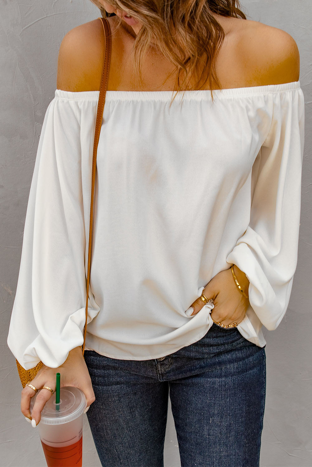 Off-Shoulder Balloon Sleeve Top 