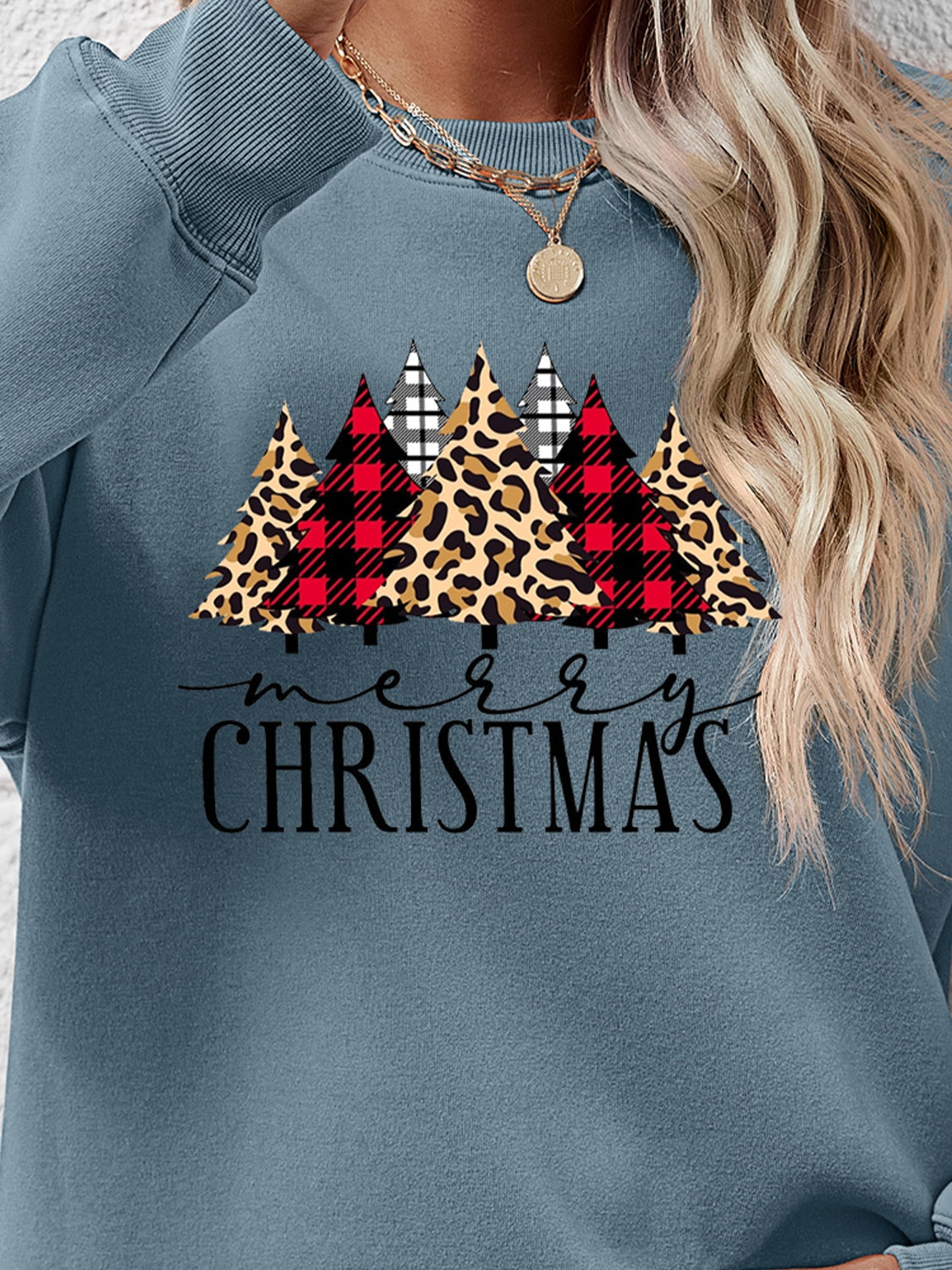 MERRY CHRISTMAS Round Neck Long Sleeve Sweatshirt 