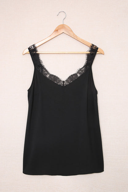 Lace Detail Wide Strap Tank 