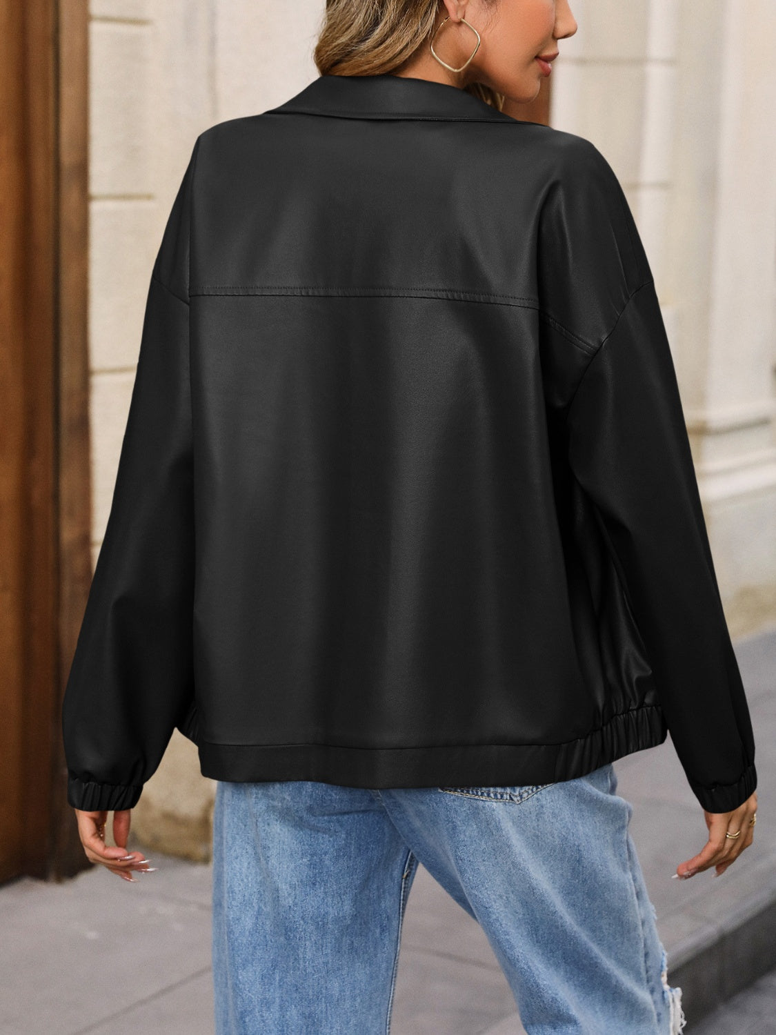 Zip Up Dropped Shoulder Jacket 