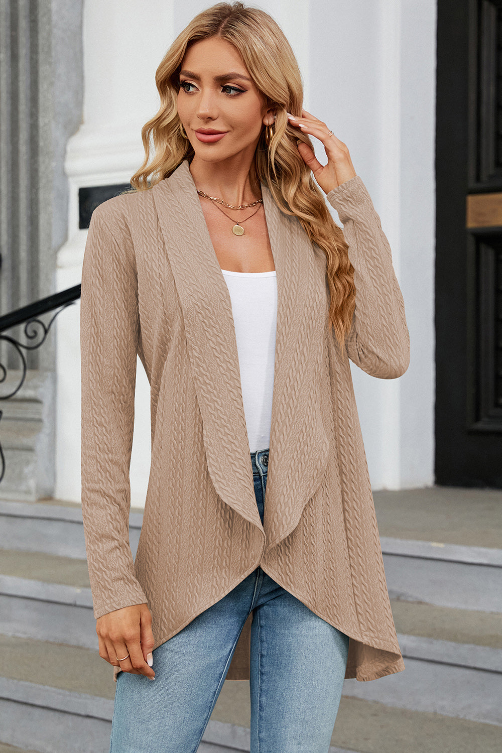 Open Front Long Sleeve Cardigan 