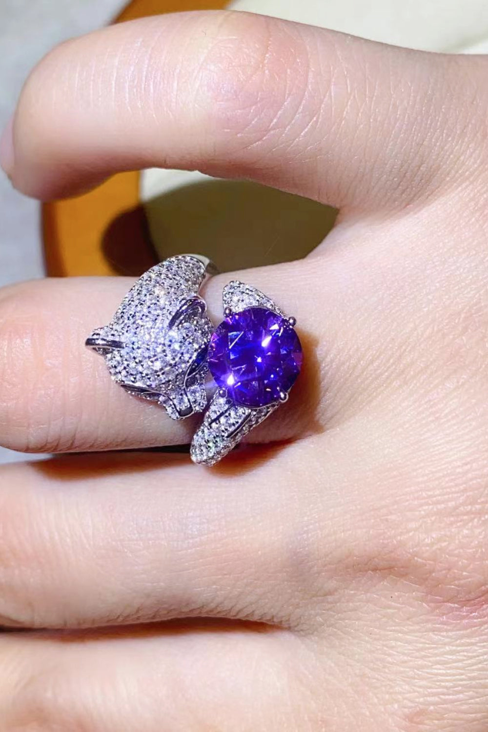 2 Carat Moissanite Adjustable Animal Bypass Ring 