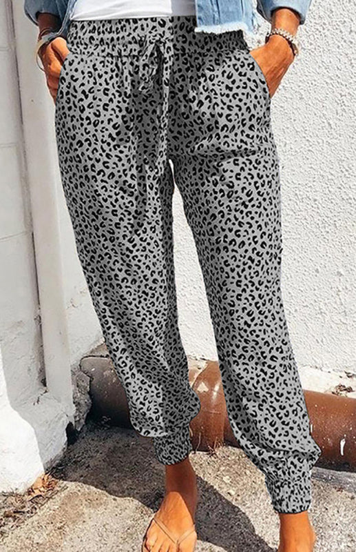 Ladies Casual Fashion Leopard Print Trousers 