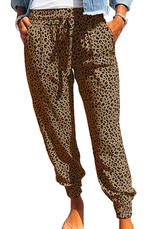 Ladies Casual Fashion Leopard Print Trousers 